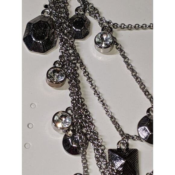 Lia Sophia 7-Strand Silvertone Crystal Beaded Chain Necklace NWT Christmas Gift - Picture 4 of 8
